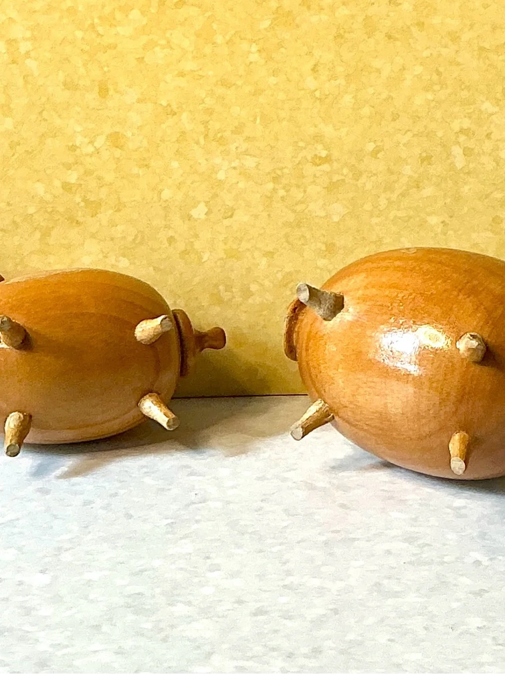 Vintage MCM Danish Teak Wood Pigs Salt & Pepper Shakers Kitsch Scandinavian ‘60s